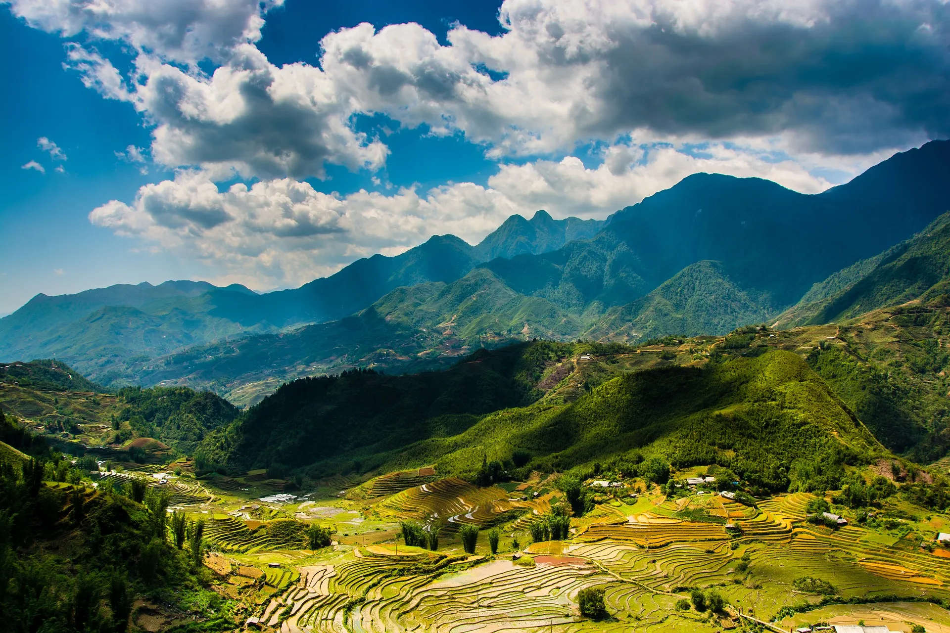 View of mountains and valleys in Sapa Valley