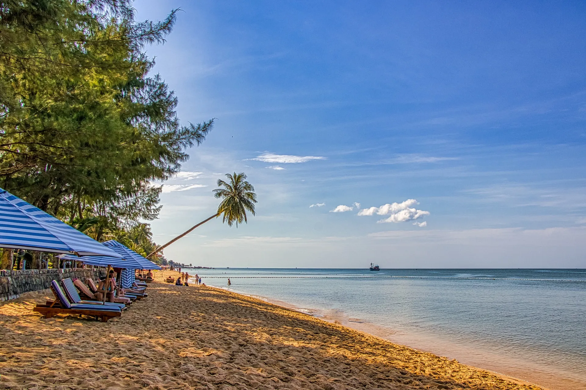 sun loungers on a beach in phu quoc