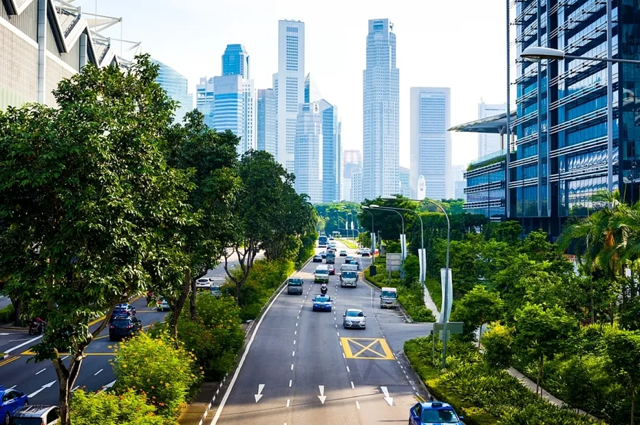 Đường phố ở Singapore luôn sạch và xanh mát
