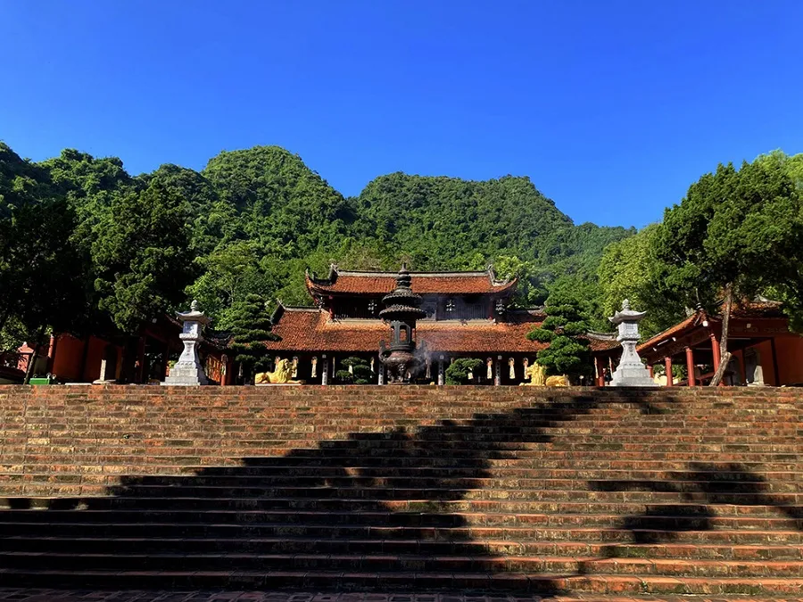 Ancient Huong Pagoda in the middle of mountains and forests