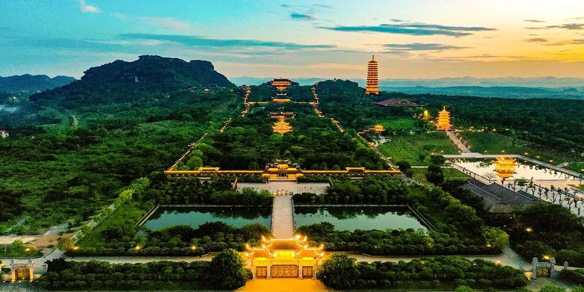 Bai Dinh Pagoda in Ninh Binh when it lights up
