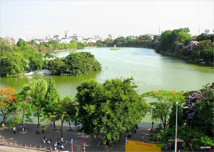 Hoan Kiem Lake is peaceful in the heart of Hanoi