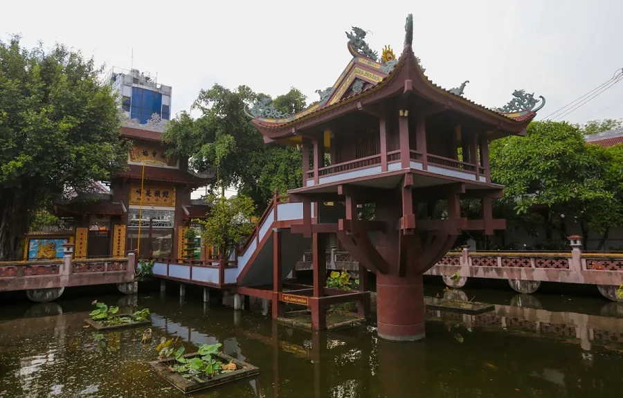 The pagoda is designed based on the shape of a lotus flower