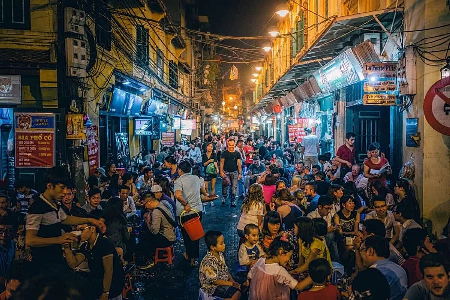 Ta Hien Street is bustling