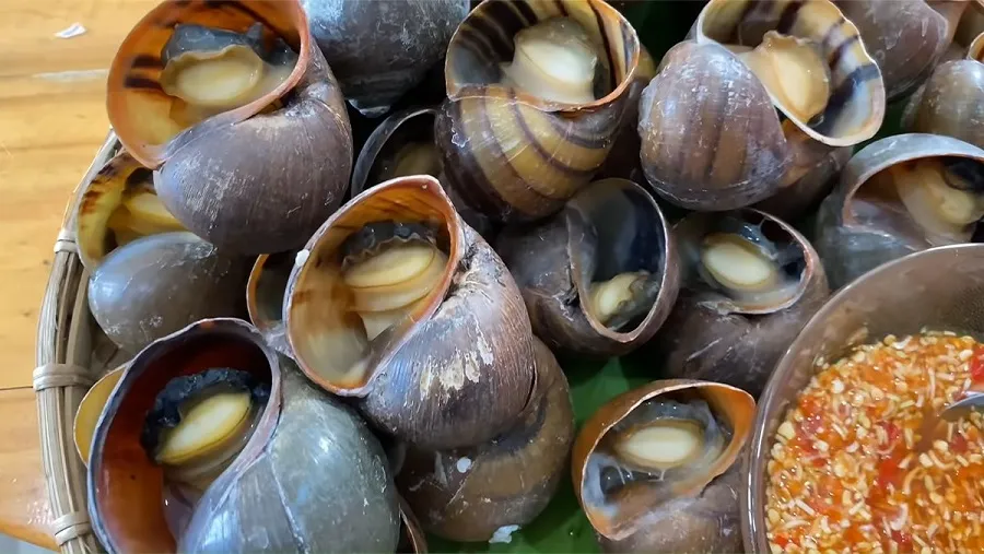 Snails are also one of the attractive snacks at Ba Chieu market