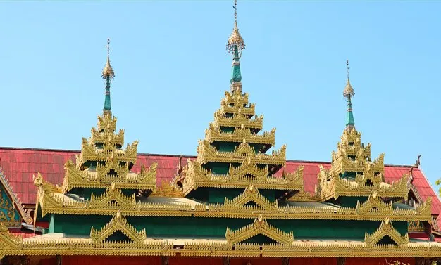 Premium Photo | Burmese style buddhist temple roof in wat wang wiwekaram  monastery, thailand