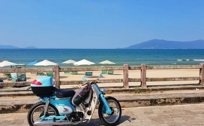 Travel to the beach by motorbike