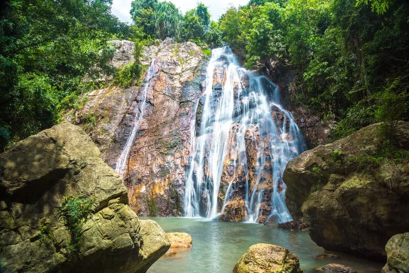 Namuang Waterfall on Koh Samui Stock Image - Image of stone, landscape:  185446789