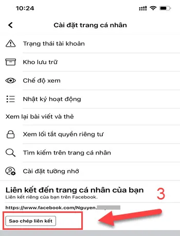 Cách lấy link Facebook trên điện thoại cực đơn giản - 3