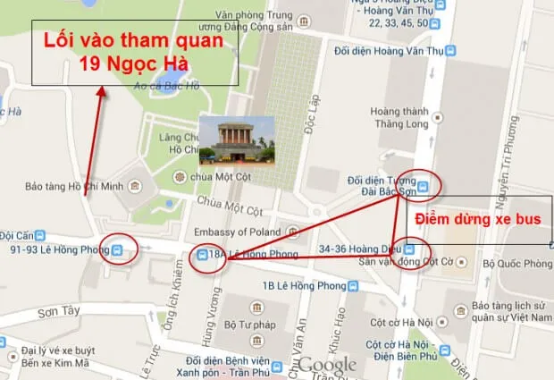 Vị trí lăng Bác trên bản đồ