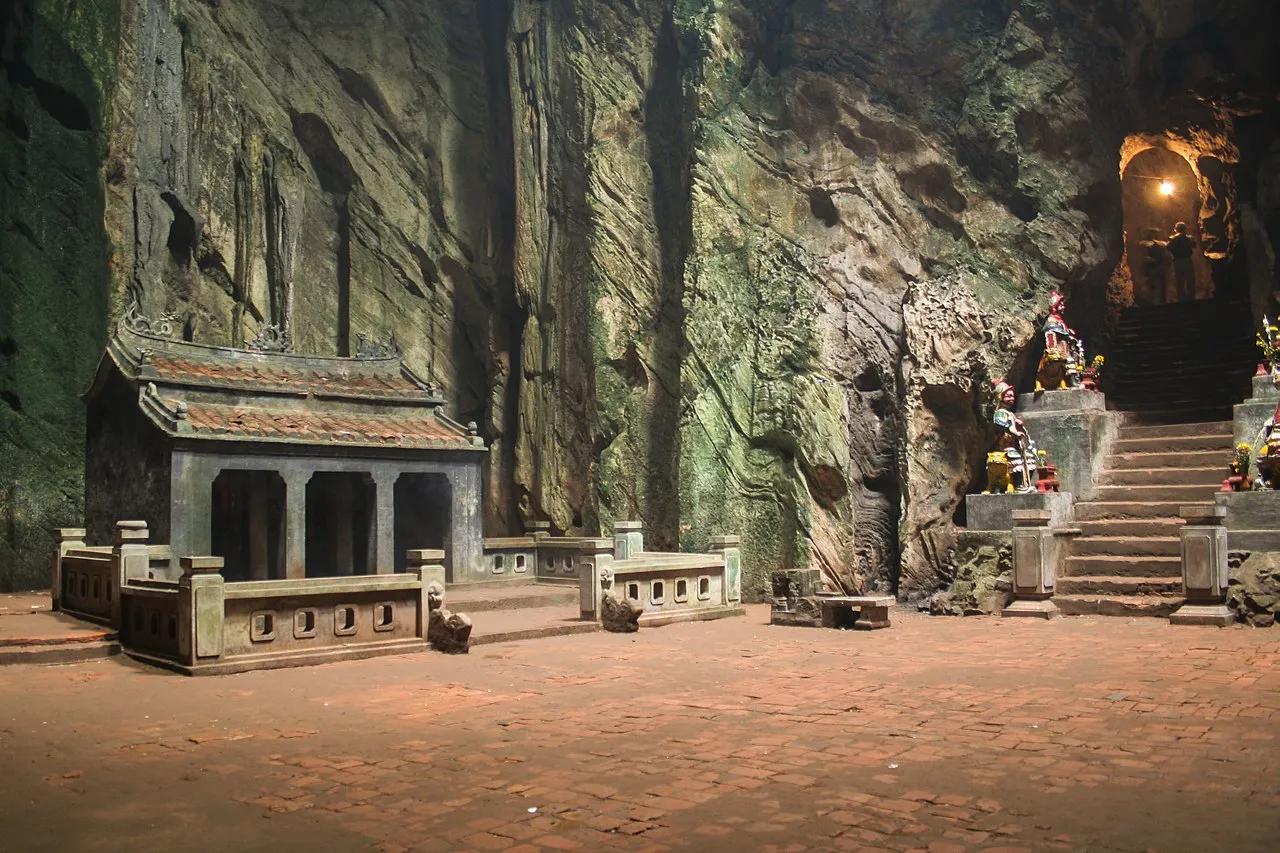 interior of a marble mountain cave