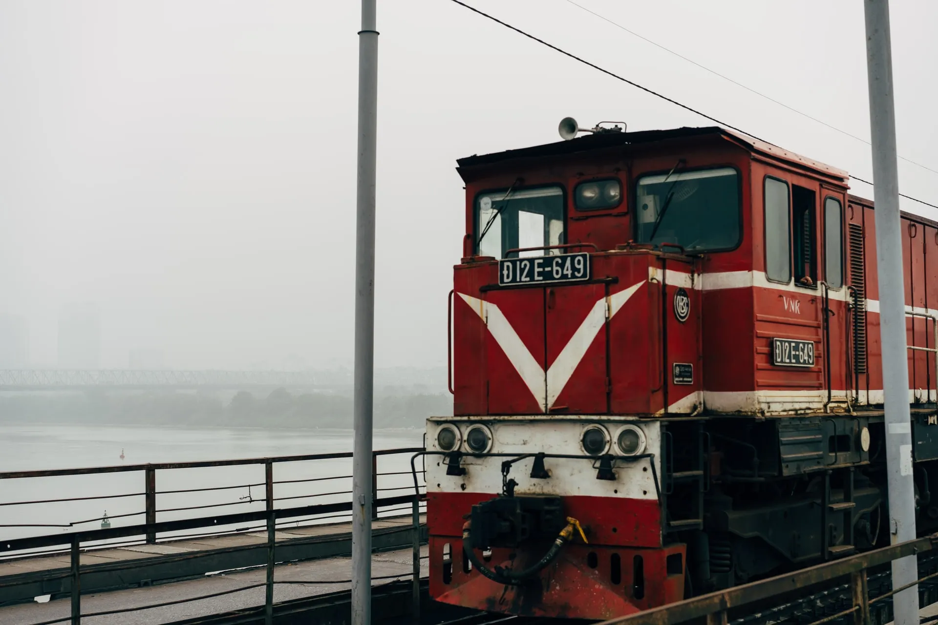 Red train in Hanoi