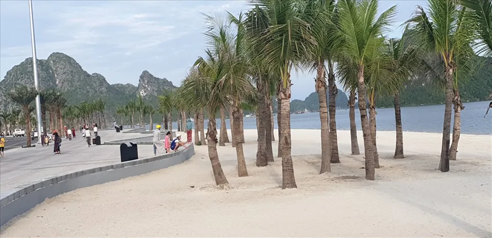 Bãi biển Bãi Cháy với nền cát trải dài trắng mịn