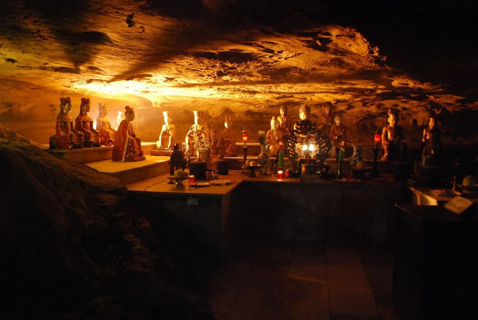 A corner of the cave to worship the Buddhas at Bai Dinh ancient pagoda