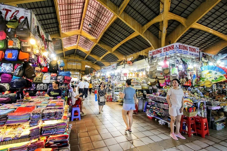 Stalls at Ben Thanh market are colorful