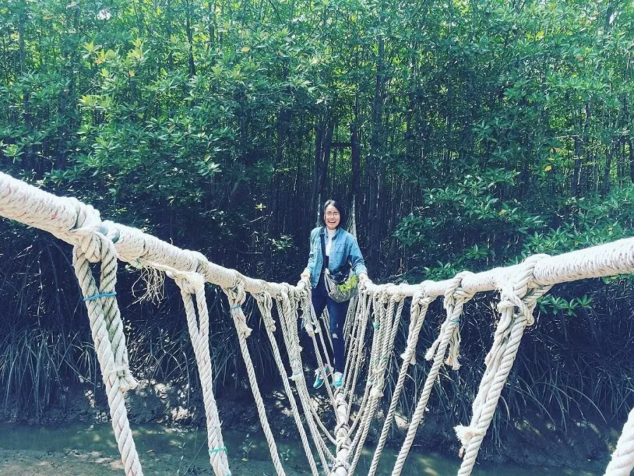 Unique suspension bridge in Can Gio