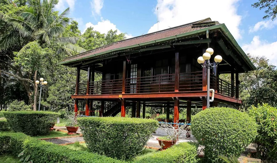 The stilt house area is simple and rustic