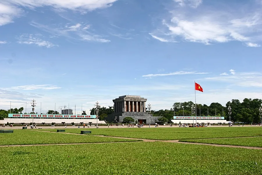 Ba Dinh Square in Hanoi is spacious with rows of green grass