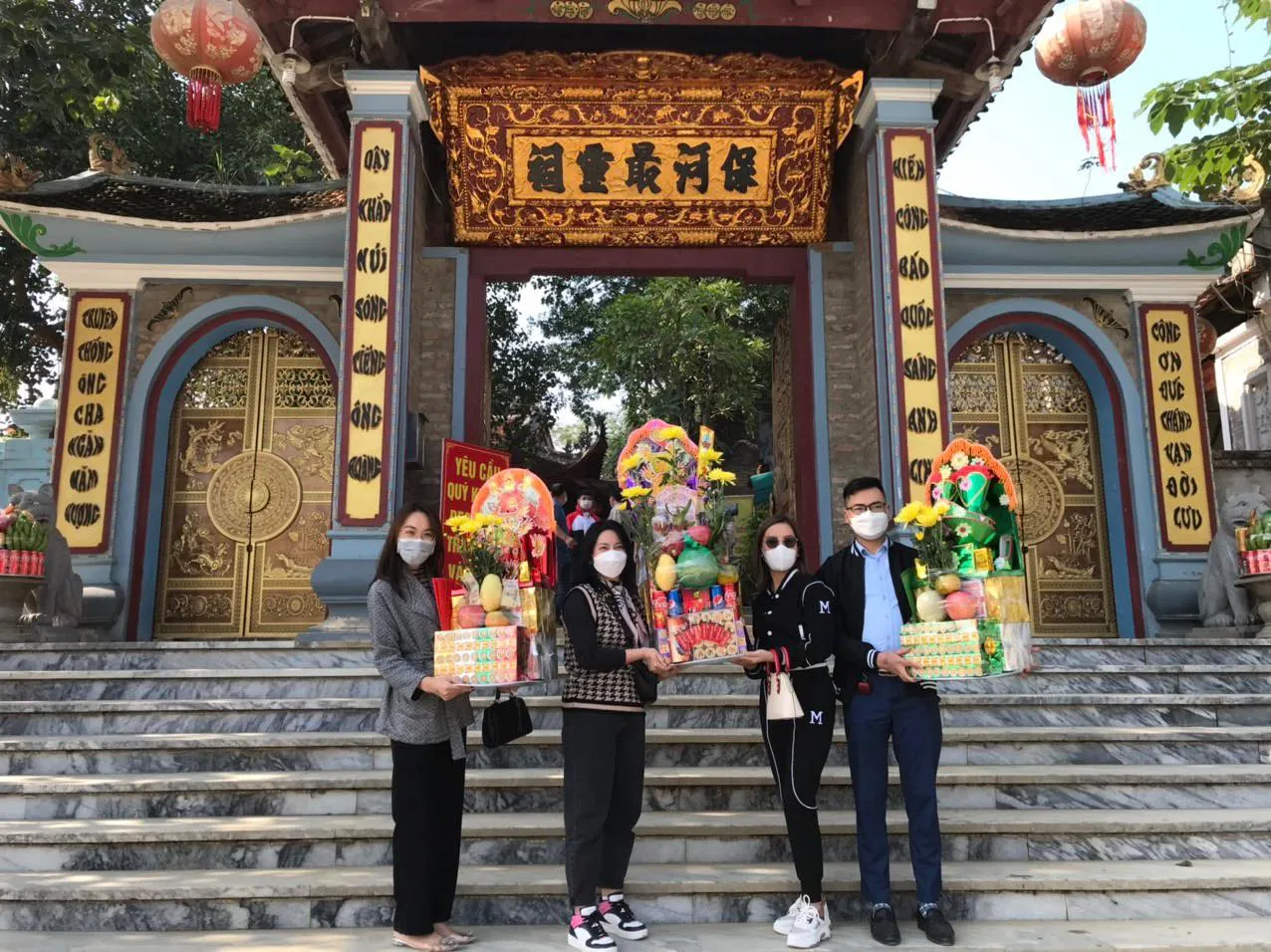 Tourists come to offer incense at Ong Hoang Bay temple