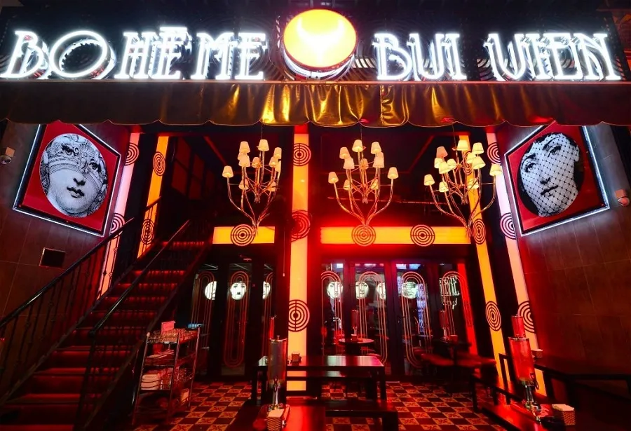 The restaurant on Bui Vien walking street is uniquely decorated