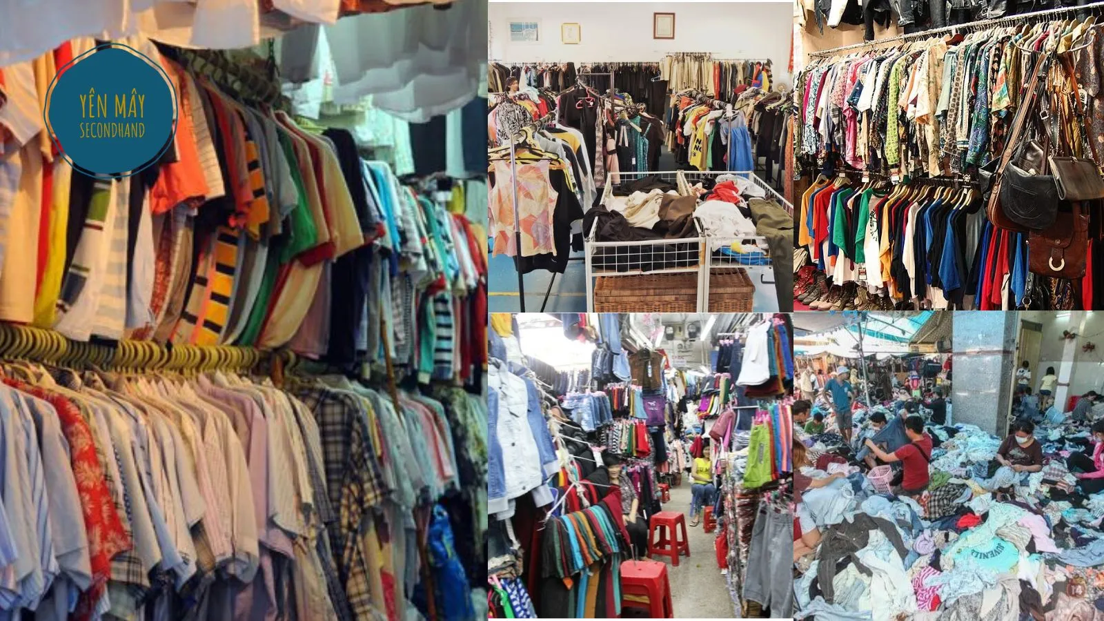 clothing stalls at hoang hoa tham market