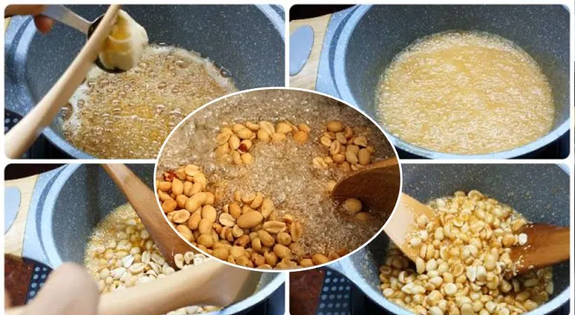 Qúa trình làm kẹo lạc đòi hỏi sự tỉ mỉ kiên trì