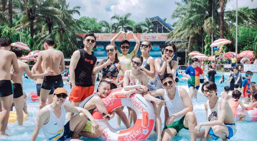 Swimming fun at Saigon dry lotus park