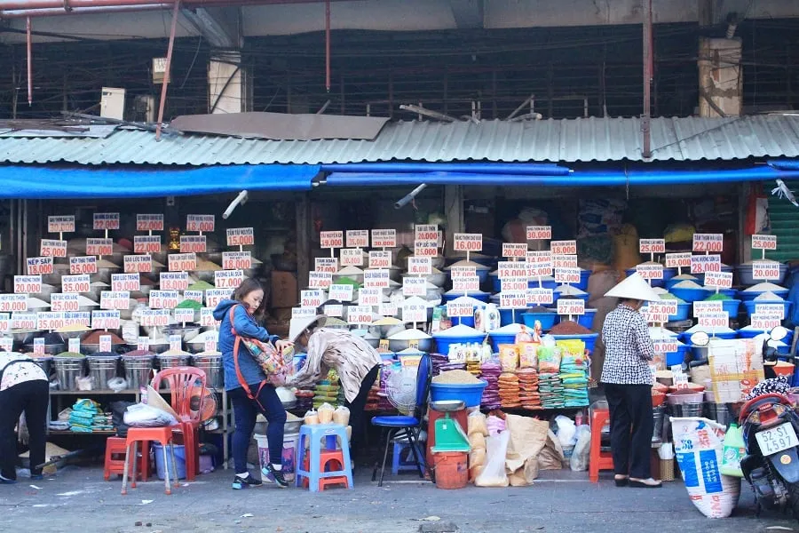 Inside the market, all kinds of goods are sold