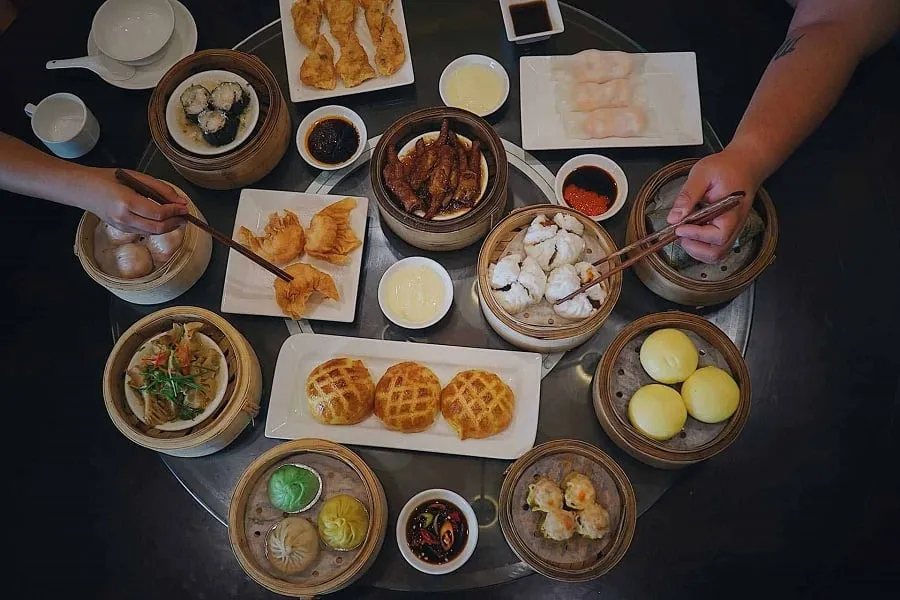 Baoz dimsum with many attractive dishes