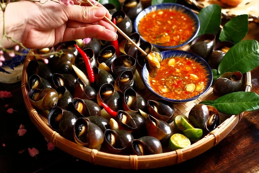 Boiled snails are a very popular street food