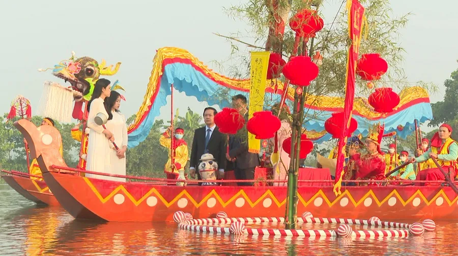 The water procession takes place on the river