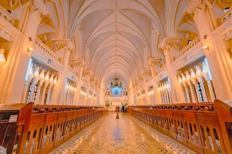 Inside the cathedral is quiet and sacred