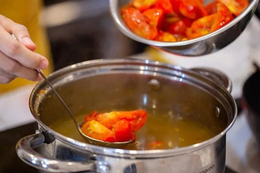 The broth is made from fish broth