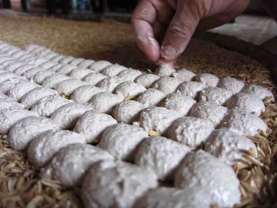 Sticky rice is fermented with yeast