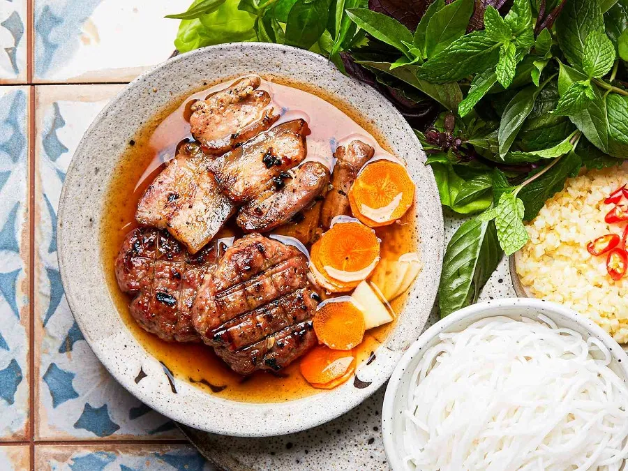 Bun cha is always a favorite breakfast dish