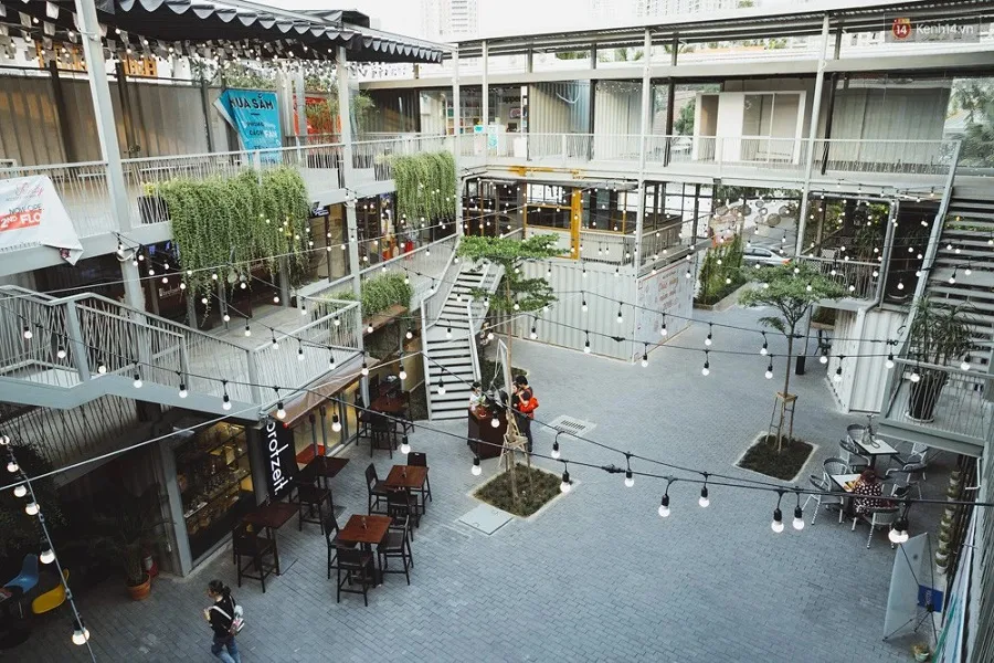 The cafe is located right inside the containers