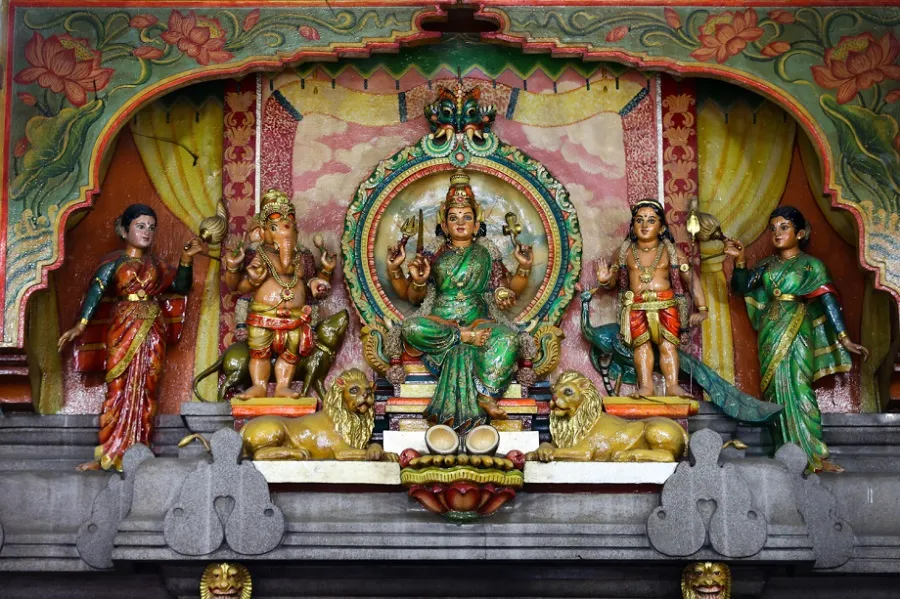 Indian deities are meticulously carved