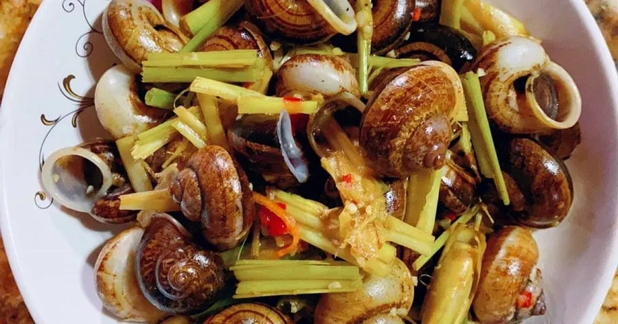 Quoc Quan Restaurant prepares mountain snails in a simple method but brings a special flavor