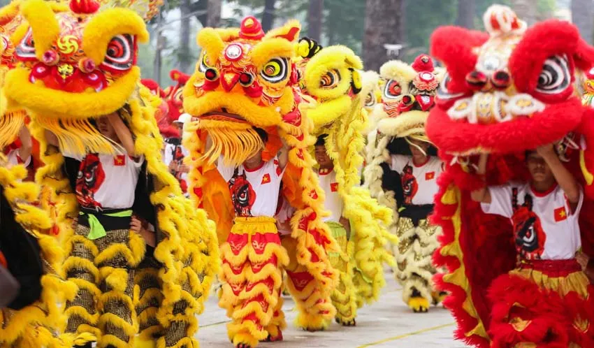 Lion dance at Asia Park Danang
