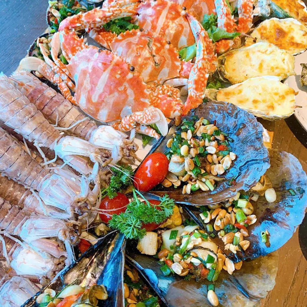Enjoy grilled seafood