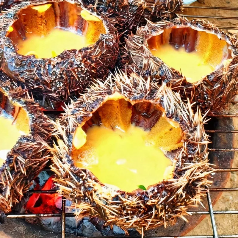 Thưởng thức nhum biển nướng mỡ hành