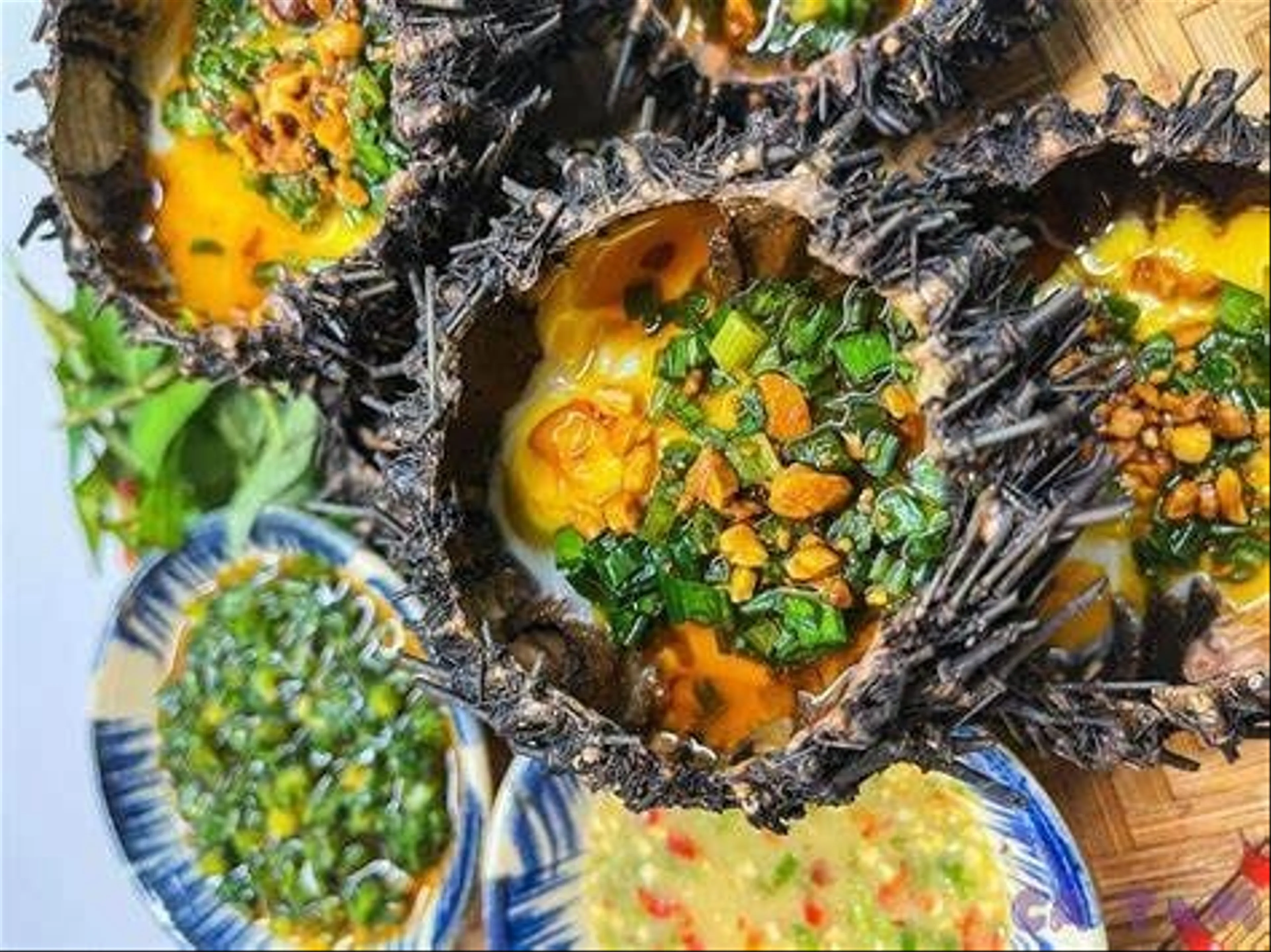 Grilled Sea Urchin with Scallion Oil