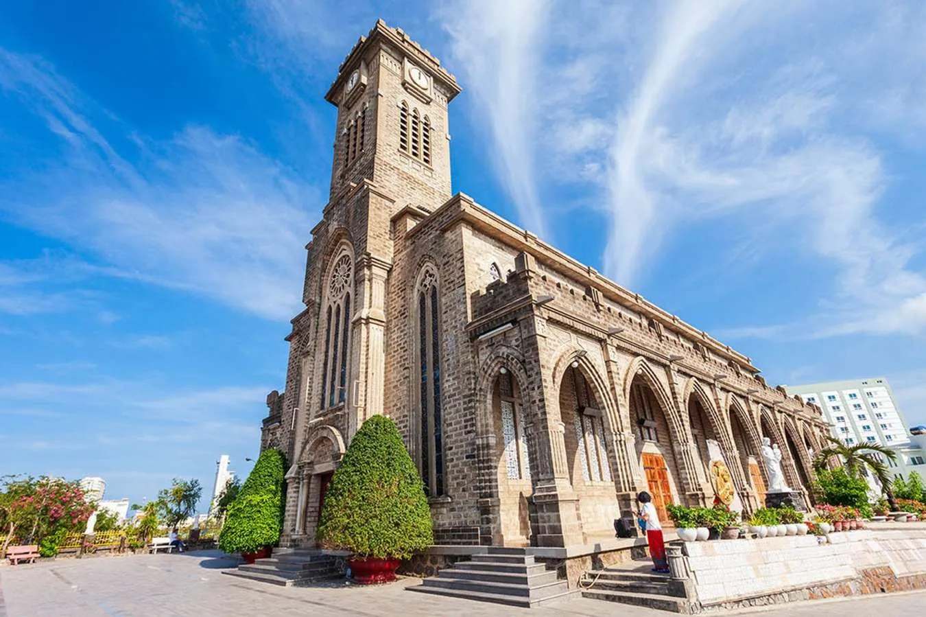 exterior space of nha trang stone church
