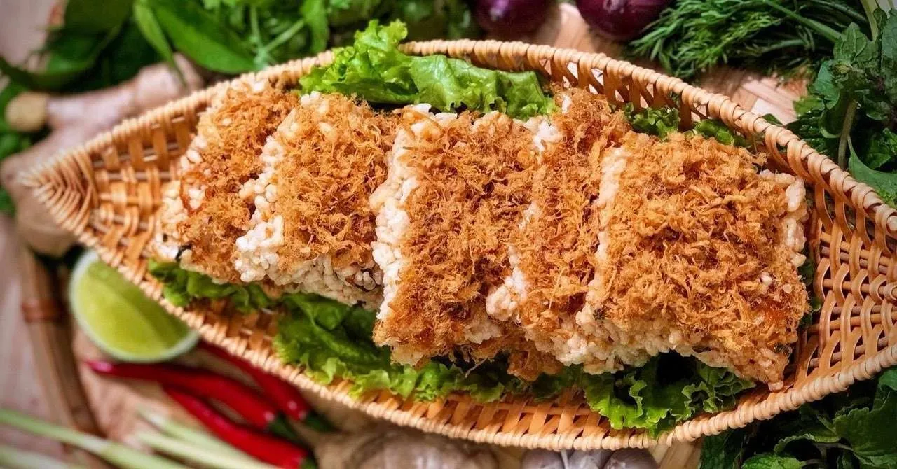 Nha Trang Crispy Rice with Shredded Pork