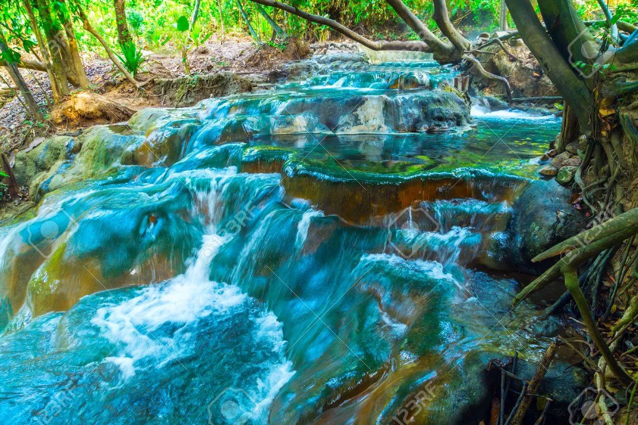 Waterfal Hot Spring In The South Of Krabi Province In Klong Thom Stock Photo, Picture And Royalty Free Image. Image 45867583.