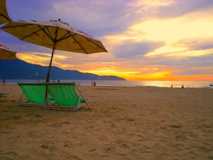 Pham Van Dong beach at sunset